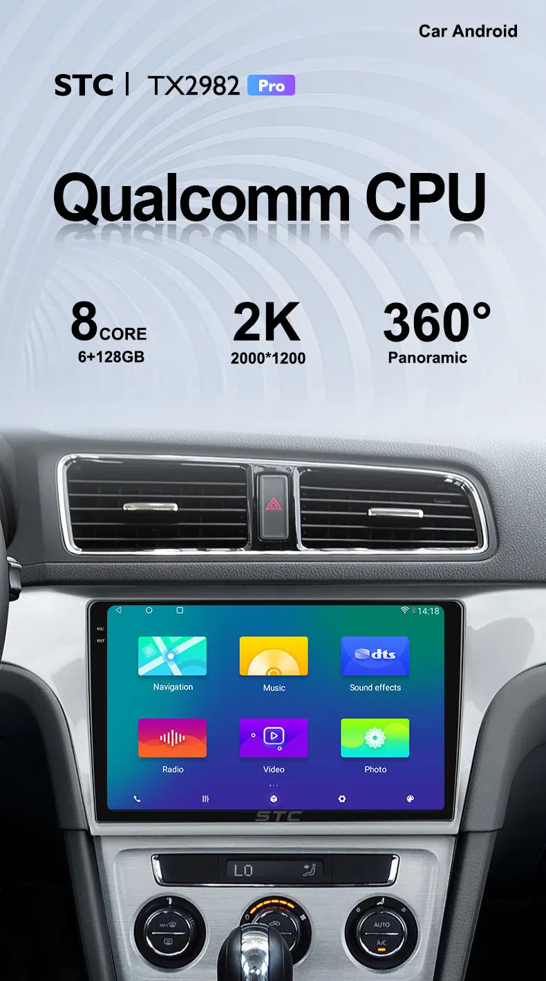 شاشة LCD بنظام Android من QLED لنظام Car Octa Core بدقة 4K وبدقة 360 درجة عرض بانورامي 2000 * L200 شاشة لمس QLED Android مصنوع بشكل مخصص مشغل السيارة