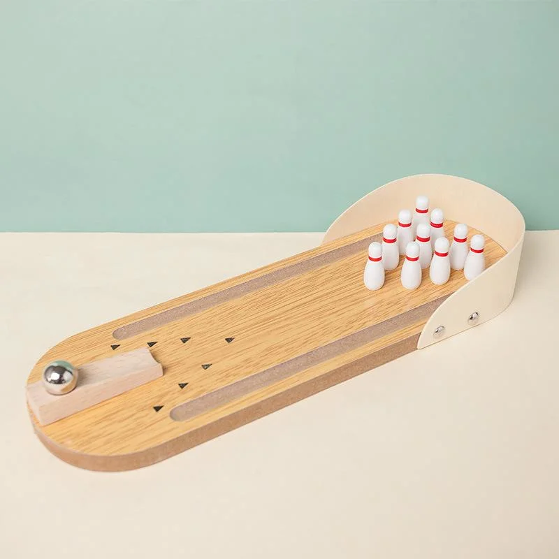 Wooden Bowling Game 19PCS Tabletop Mini Bowling Set