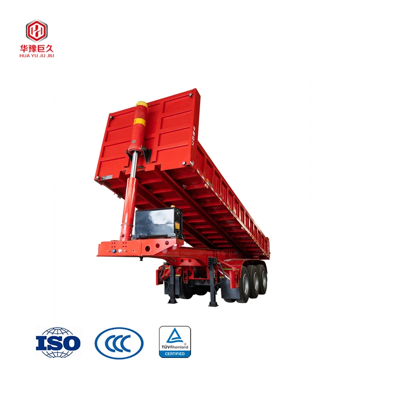 Cilindro hidráulico DE 40ft 3 ejes de remolque semiautomático de servicio pesado trasero Para el transporte de carbones/Minerales/Piedras/Arenas/Cargos a granel/granos/Corns/Agricultura