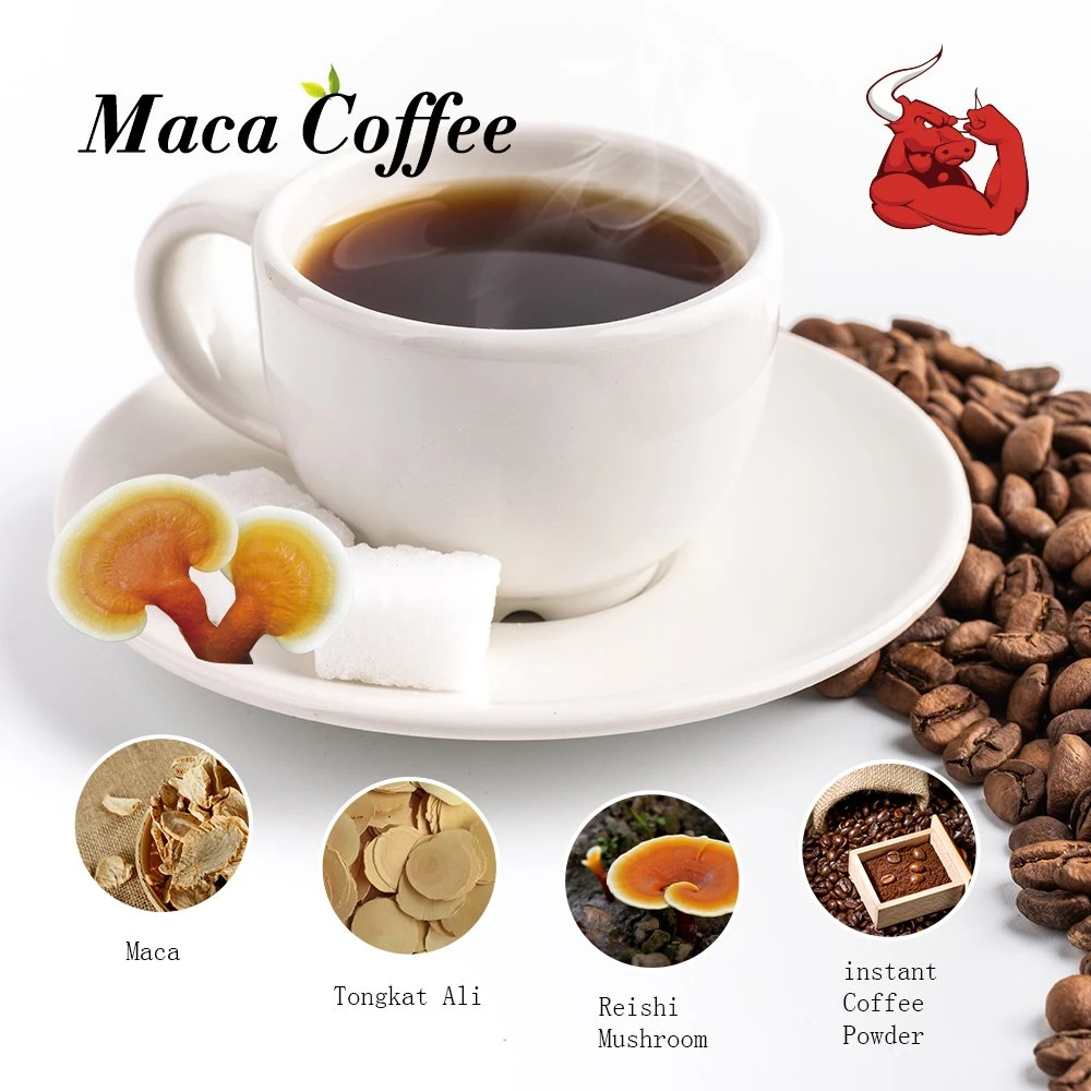 Free Shipping China 2 in 1 Reishi Coffee Tongkat Ali Maca Instant Herbal Coffee for Men Power Factory Manufacturer