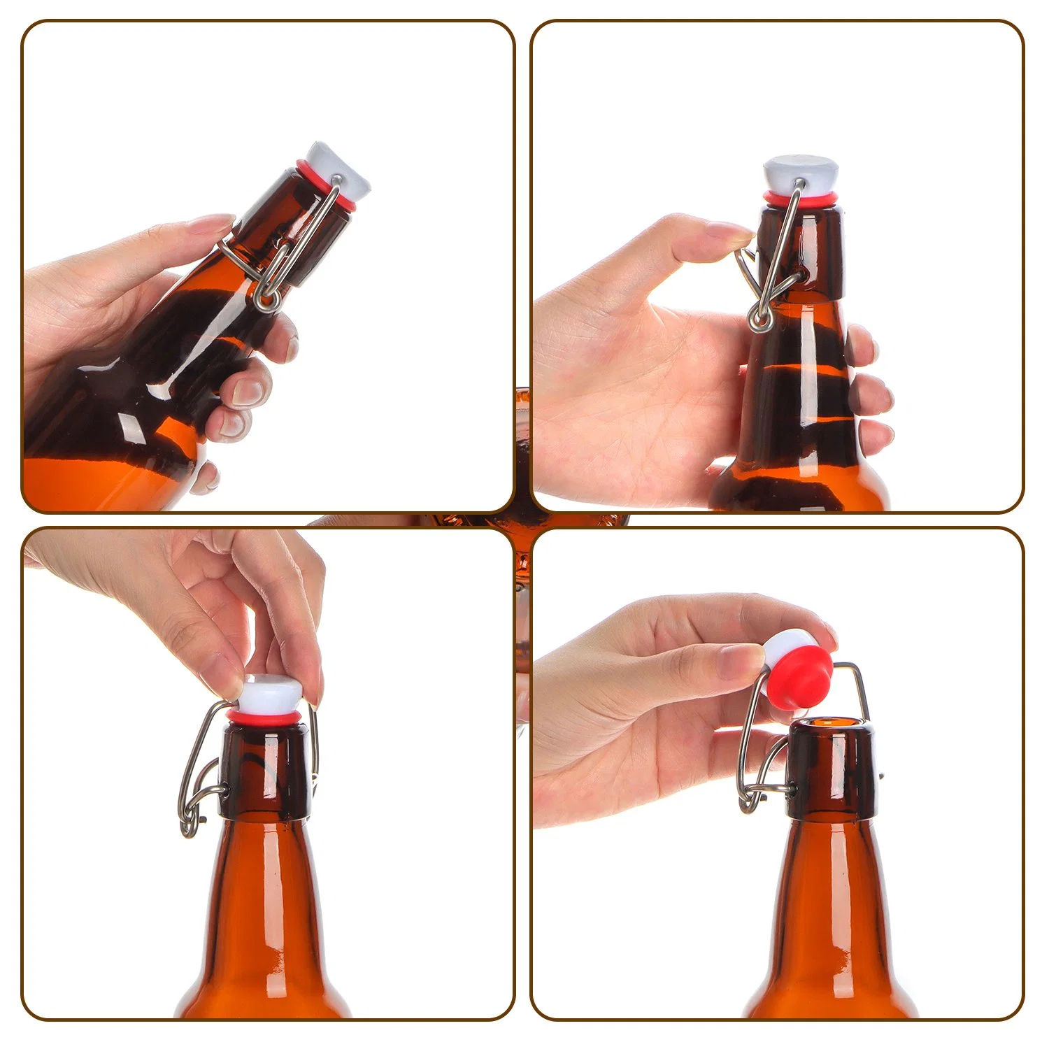 500ml Pop Swing Top Glass Beer Bottle with Airtight Rubber Seal Flip Caps