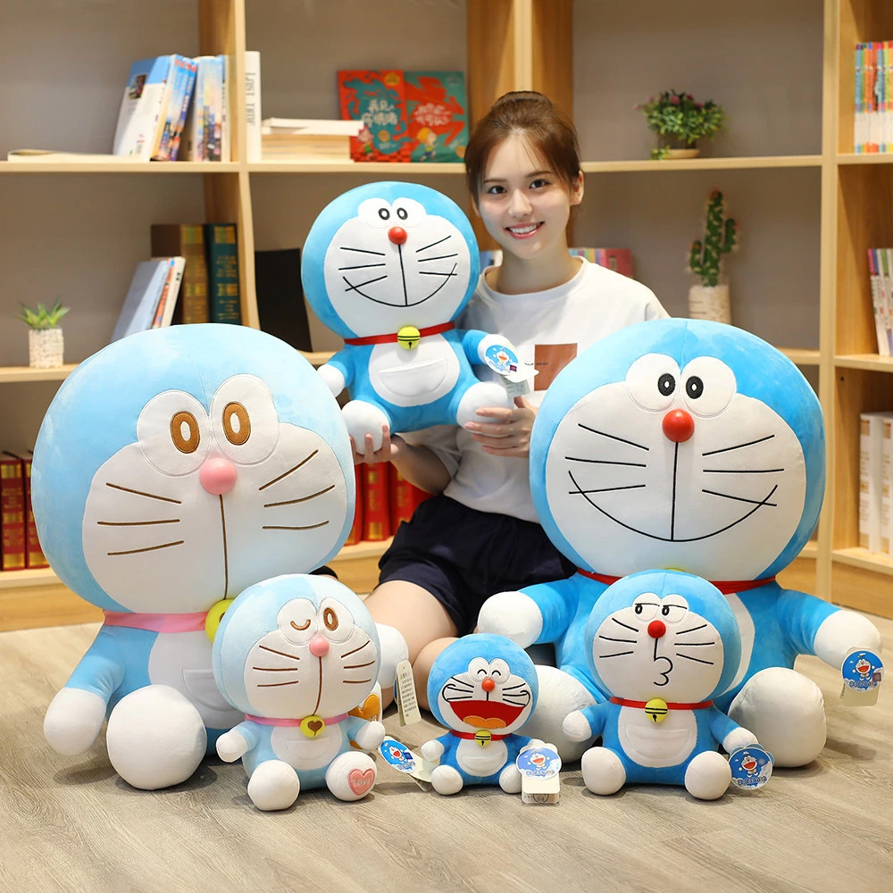 Cartoon ANIME Plush Doraemon Jingle Gato Pillow Plush Juguetes de Juguetes de Juguetes PP Cotton Filling Mobiliario de casa colgante decoración de la habitación GIF
