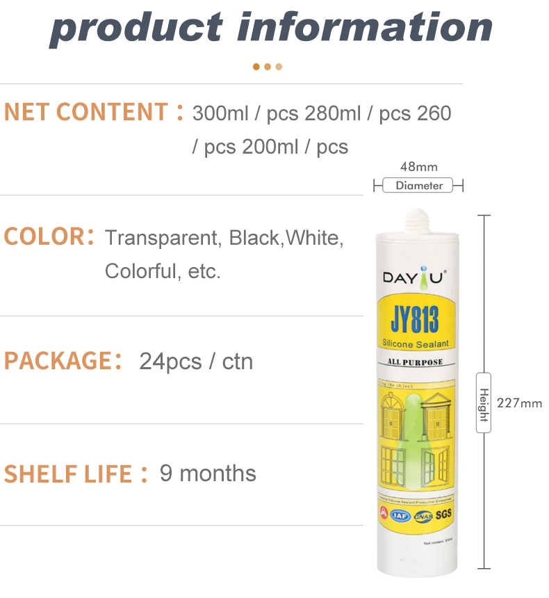 Nice Silicone Sealant Jy813 Great Filling and Sealing Silicone Sealant