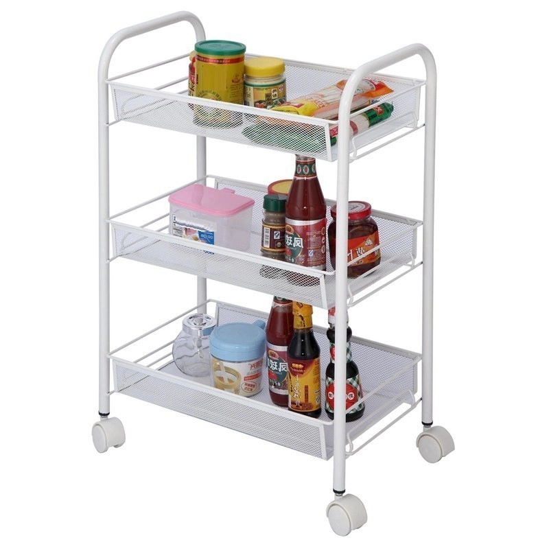 Multilayer Black Storage Floors Rolling Public Vegetable Shelving Basket Trolley Cart