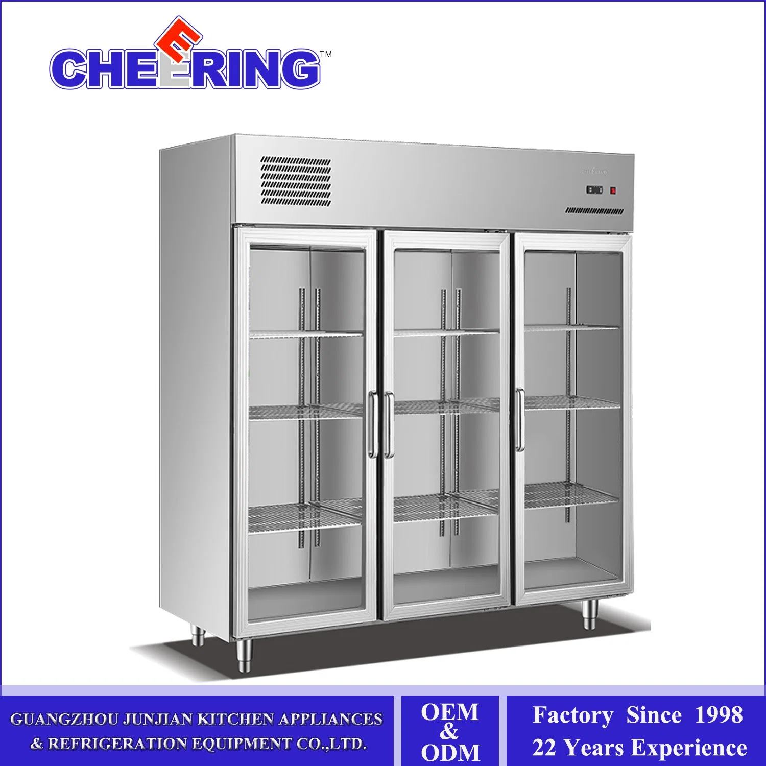 Junjian Cheering Double Sliding Door Commercial Upright Display Showcase Cooler for Beverage Stock