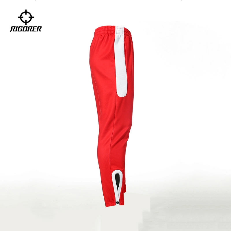 Red Rigorer Sports Pants Polyester Fabric Light Weight Elastic Quick Dry Traning Running Men