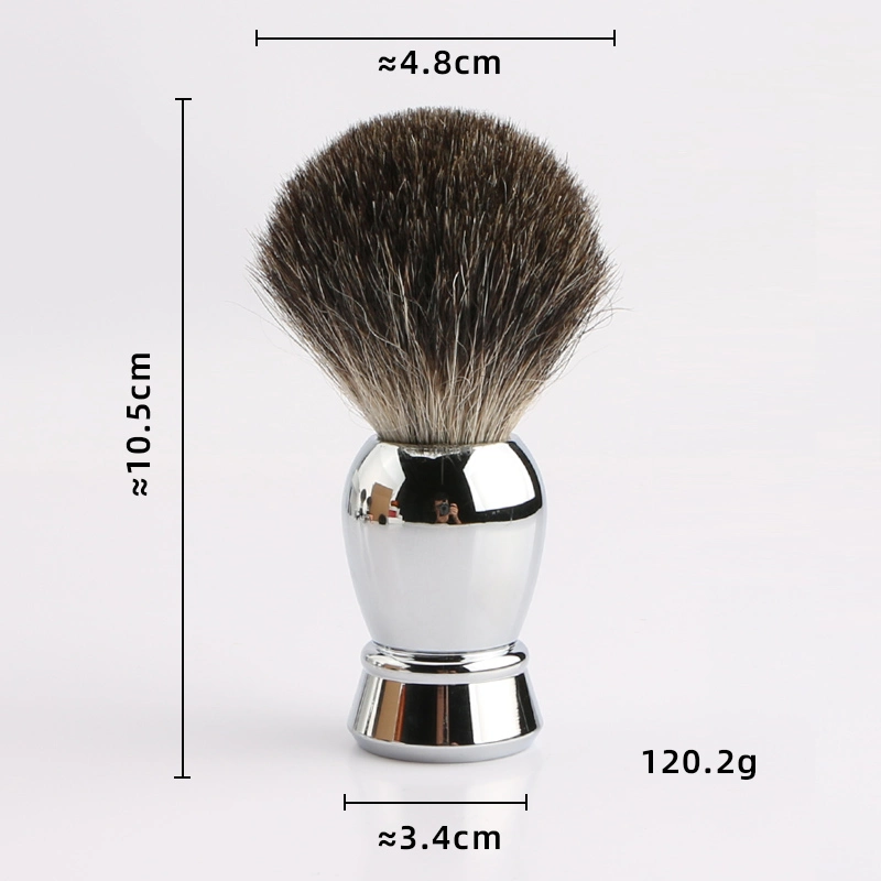 Shiny Stainless Steel Metal Handle with Badger Hair Wet Shaving Brush Reusable Shaving Brush