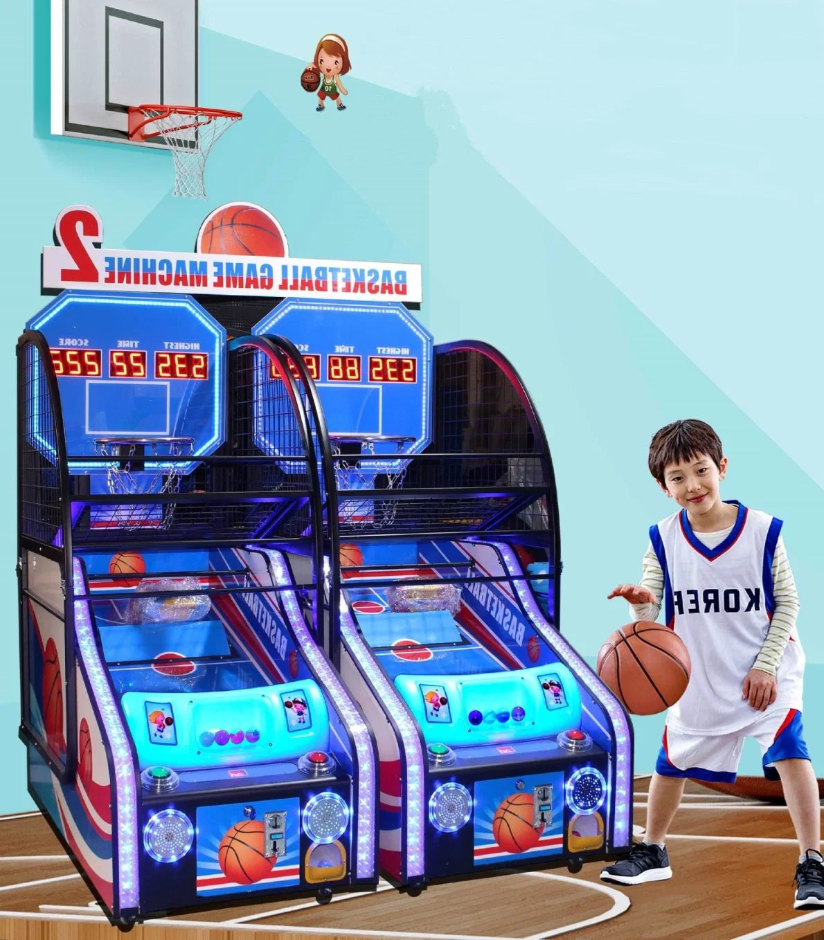 Máquina de jogo de basquetebol operada por moeda Máquina de jogo de Acamarada eletrónica