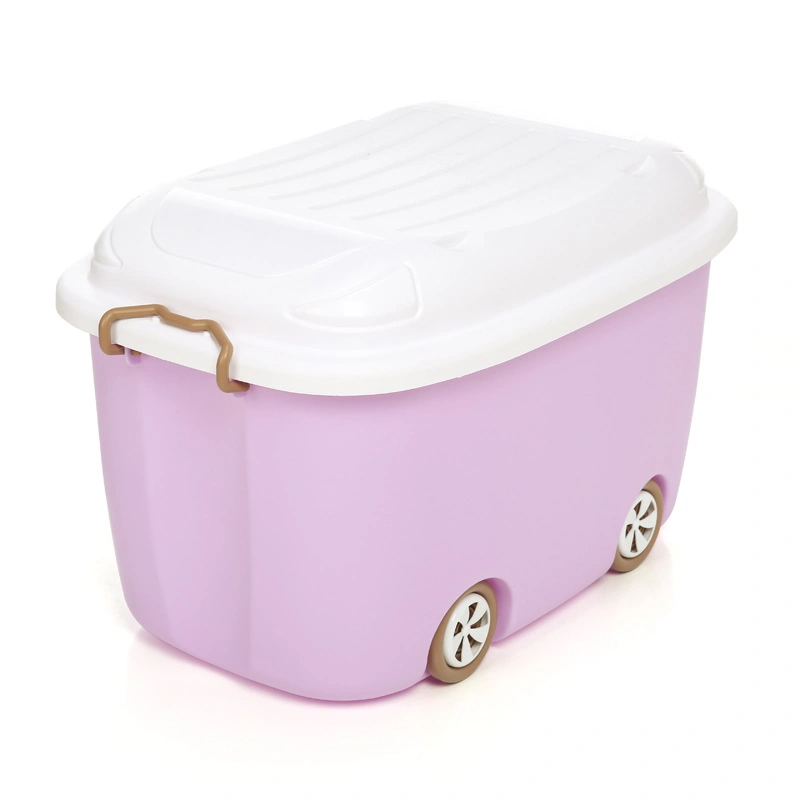 70L Large Children's Cartoon Plastic Toy Storage Bin with Lockers