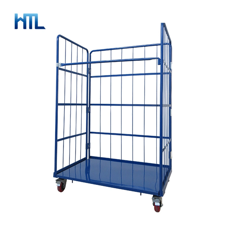 Logistic Metallic Transport Industrial Wire Mesh Roll Trolley Cart for Storage