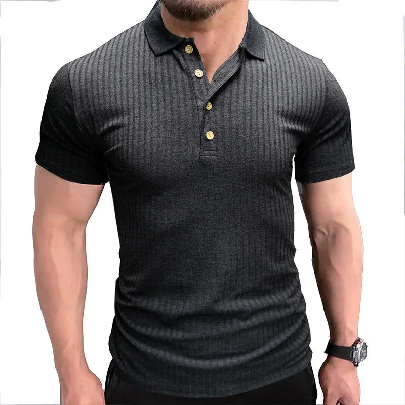 Polo Shirt for Men with Short Sleeve Stitching Lapel Top Bottoming Shirt Trendy T-Shirt