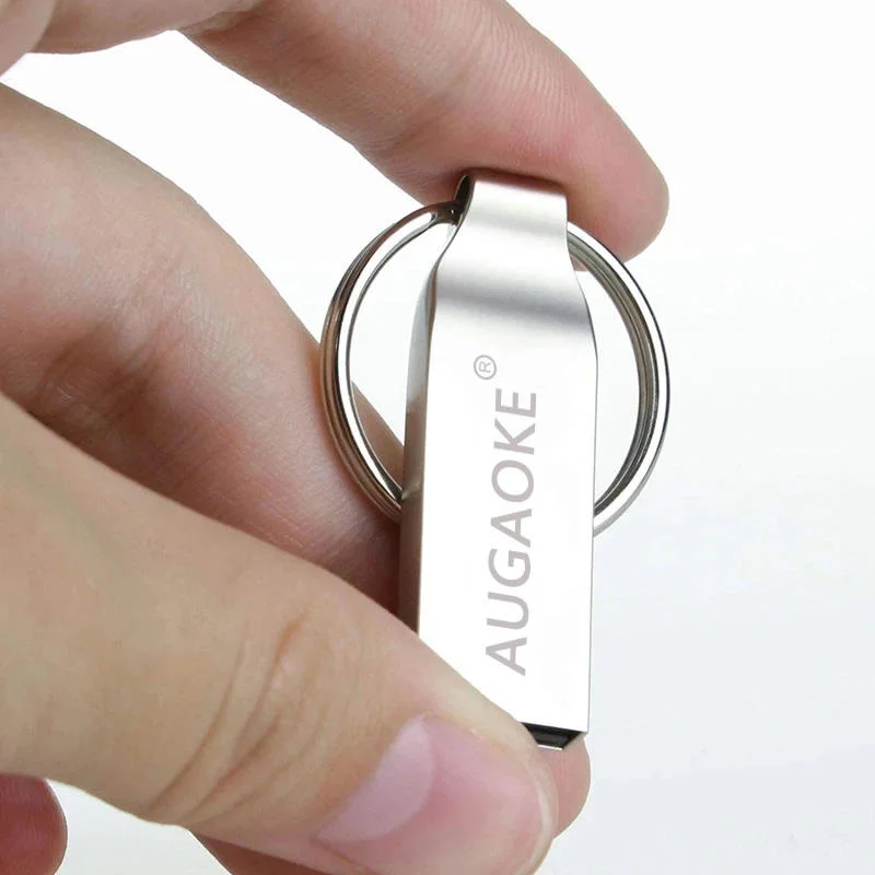 OEM Waterproof Metal Silver USB Flash Pendrive 32GB 16GB 8GB 4GB Pendrive USB Flash Drive Memory Disk with Key Ring