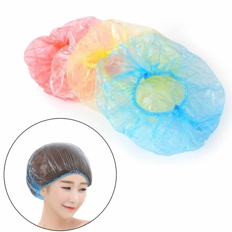 Custom Logo Waterproof Large Big Hotel Bath Hair Plastic Disposable Shower Cap