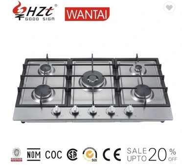 Venda a quente Cozinha Cooktop desenvolvido em 600 cm Vidro Temperred 5 Queimador Fogão a Gás