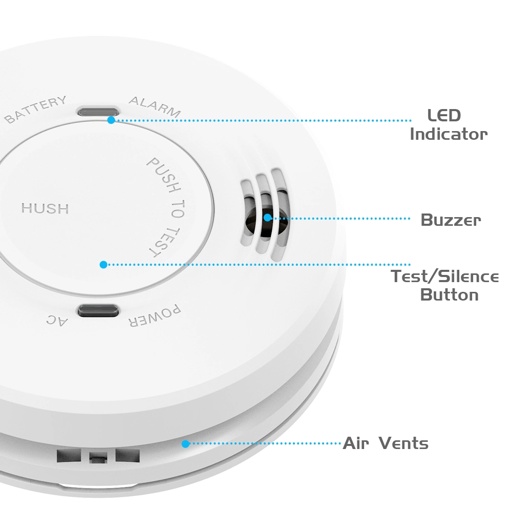 AC DC Dual Power Wired Interconnectable Effective Effectivenable Effectivenable En14604 إنذار دخان UKCA