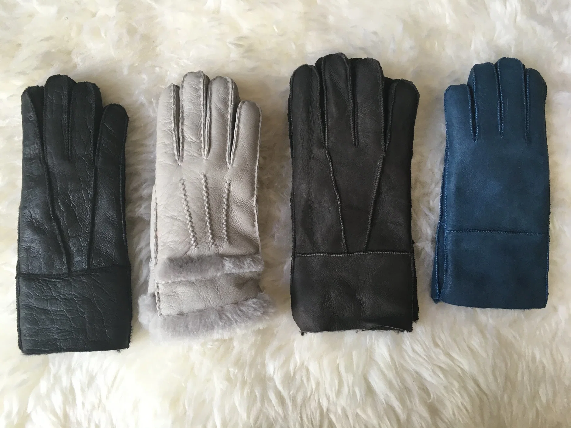 Best Selling Merino Lambskin Short Mittens with Real Rex Rabbit Hair