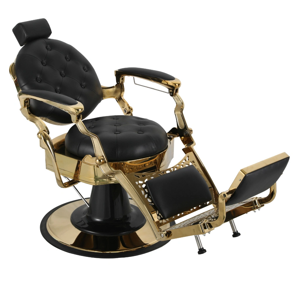 Cadeira de Barbeiro confortável Swivel Retro Black Gold