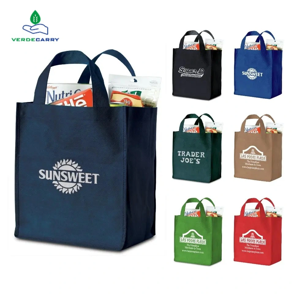 Ecológica recicla promocional manejado Tejida Bolsa de compras con logotipos personalizados