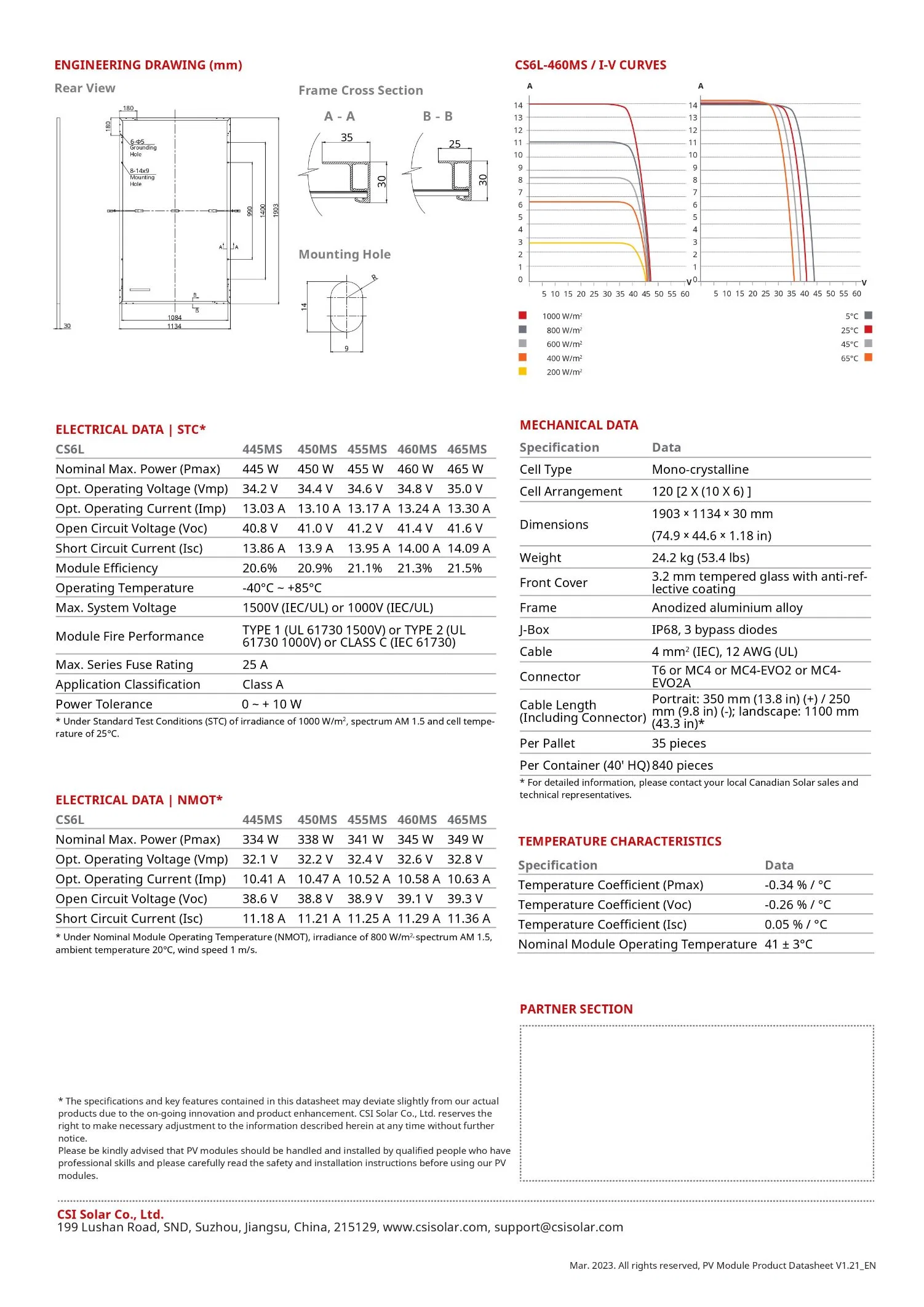 Canadian 182mm Single Series Solarmodul Mono Halbzelle 445W-460W Preis PV-Module