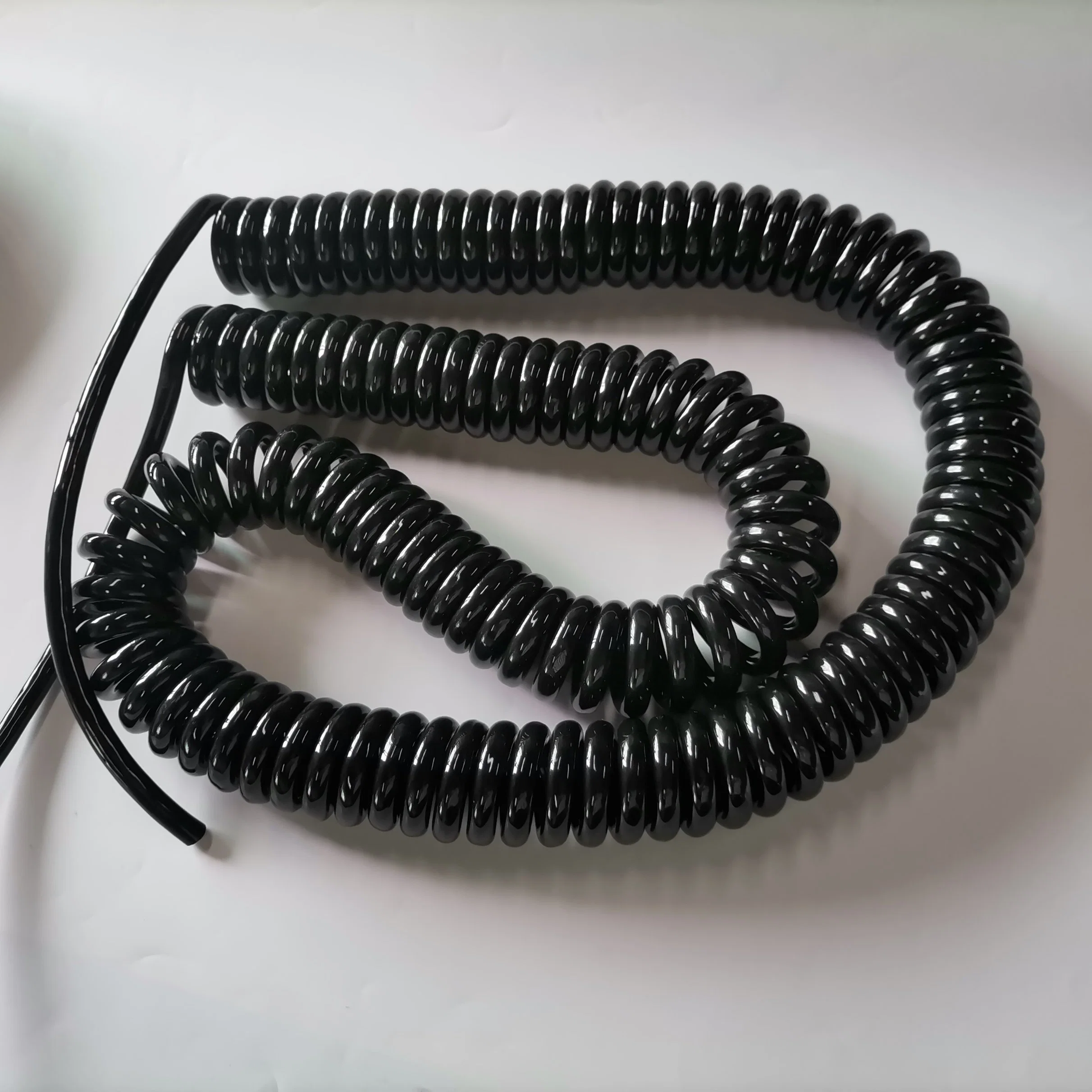 Custom Coiled Power Cord Spiral Cable Spring Wire with PU PUR TPU TPE PVC Jacket CE RoHS Approval Conductor Size 3X2.5mm2 Cable