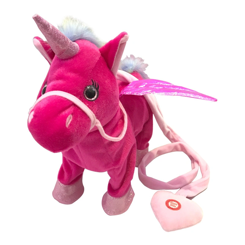 Mignon peluche licorne électrique sur un plomb peut marcher, Sing et balançoire chien électrique pour enfants cadeau