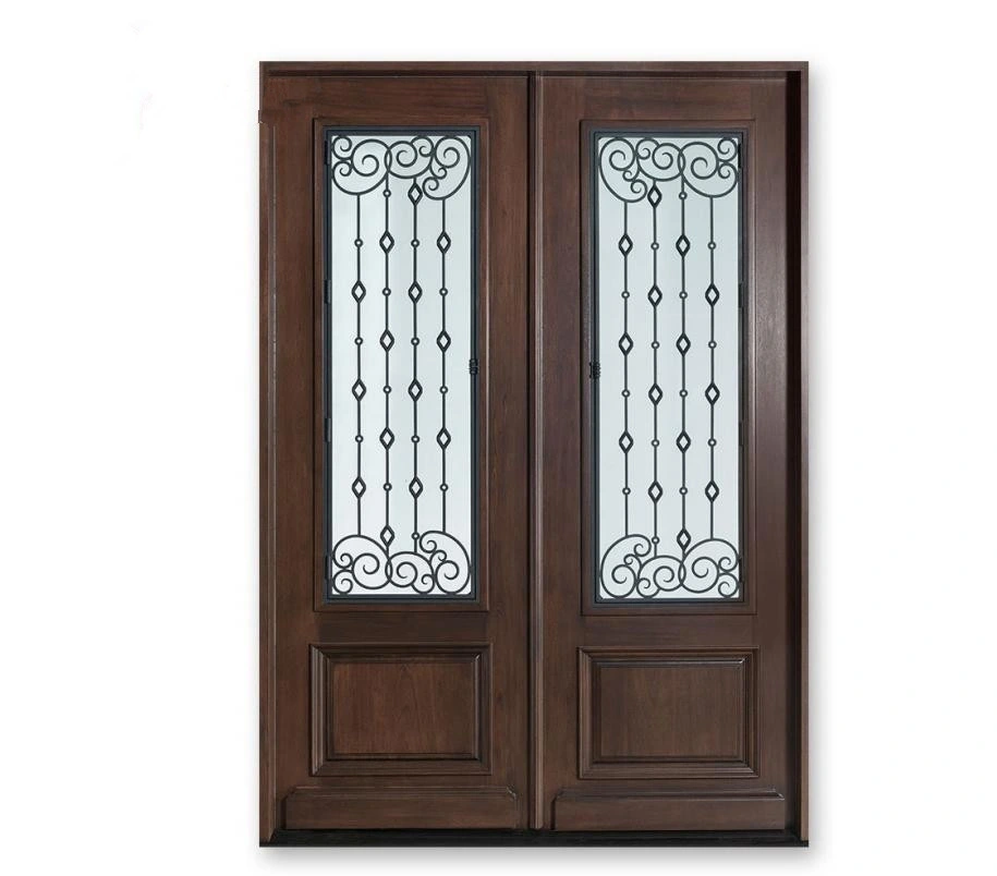 Luxury Residential Entry Doors Black Security Front Door Iron Wrought with Shipping Prices