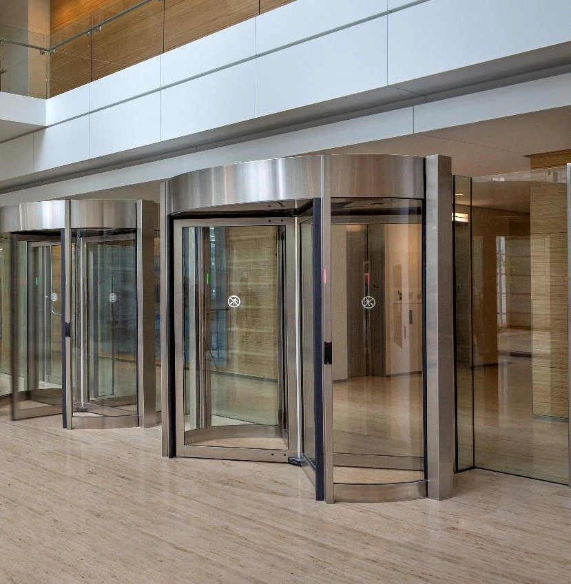 Automatic Revolving Door Clad with Stainless Steel Unpainted or Rose Gold Various Available