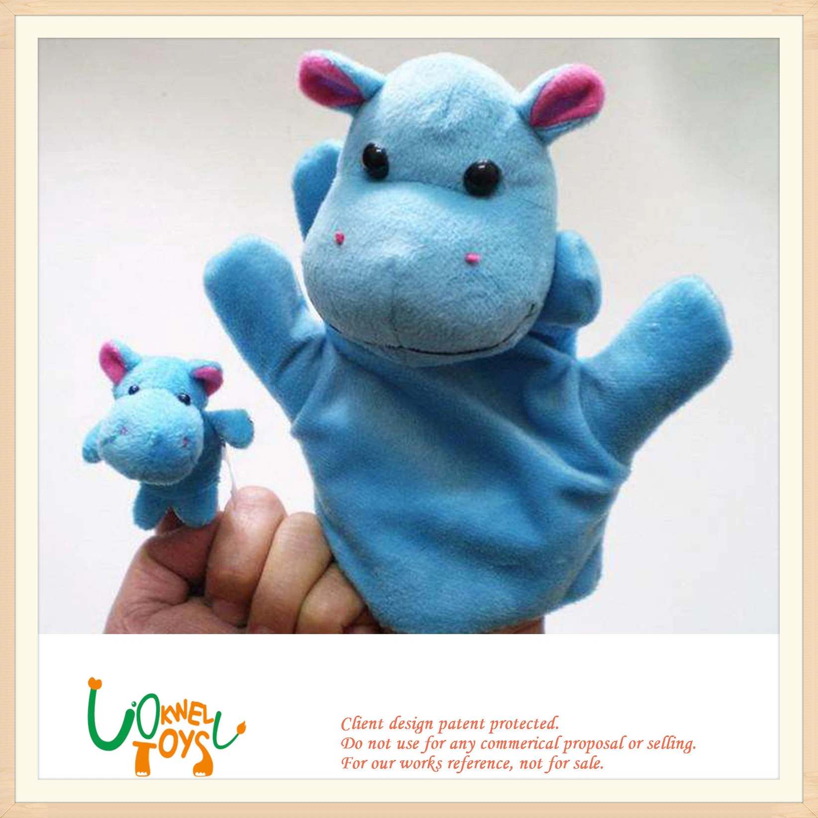 Plush blue Hippo Stuffed Animal Bed Story Educational Puppet Doll Toy