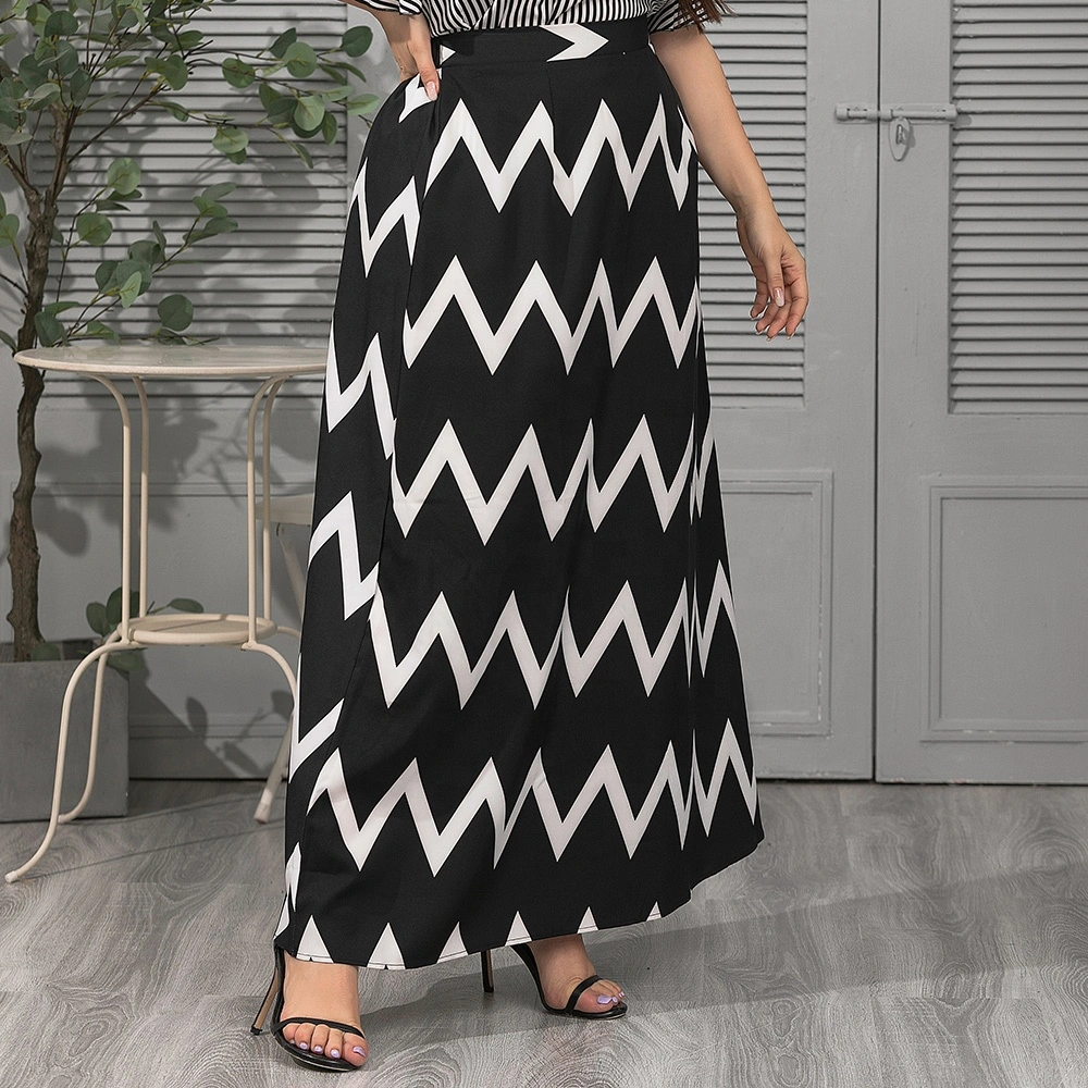 Plus Size Striped Printed Loose Spring Summer Autumn Winter for Women Skirts