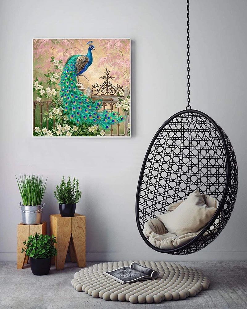 Photo Custom Mural Living Room Decoration Peacock Picture of Rhinestone DIY Diamond Mosaic Diamond Canvas Diamond Painting