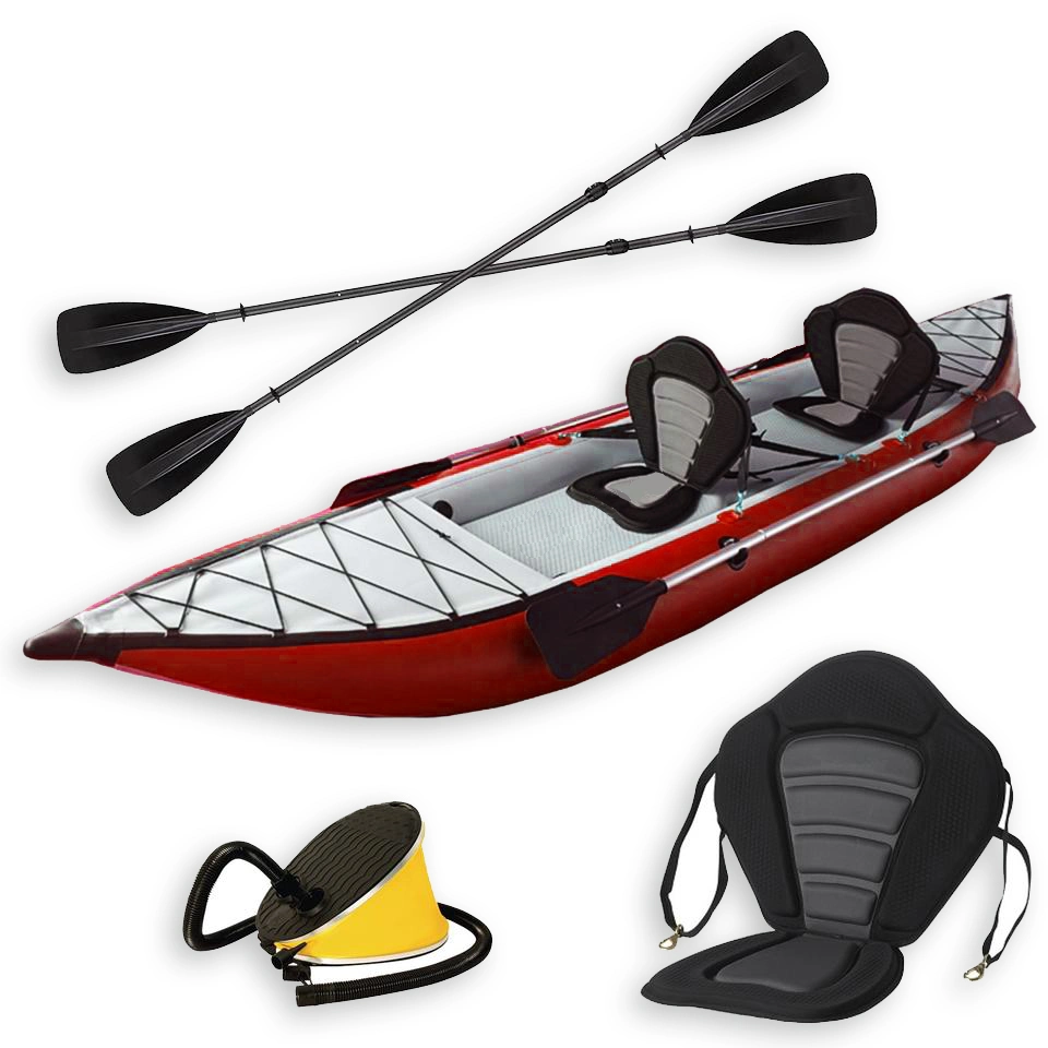 China Golden Fornecedor novo Design Equipamento de água PVC e poliéster Barco insuflável de pesca Kayak para 2 pessoas