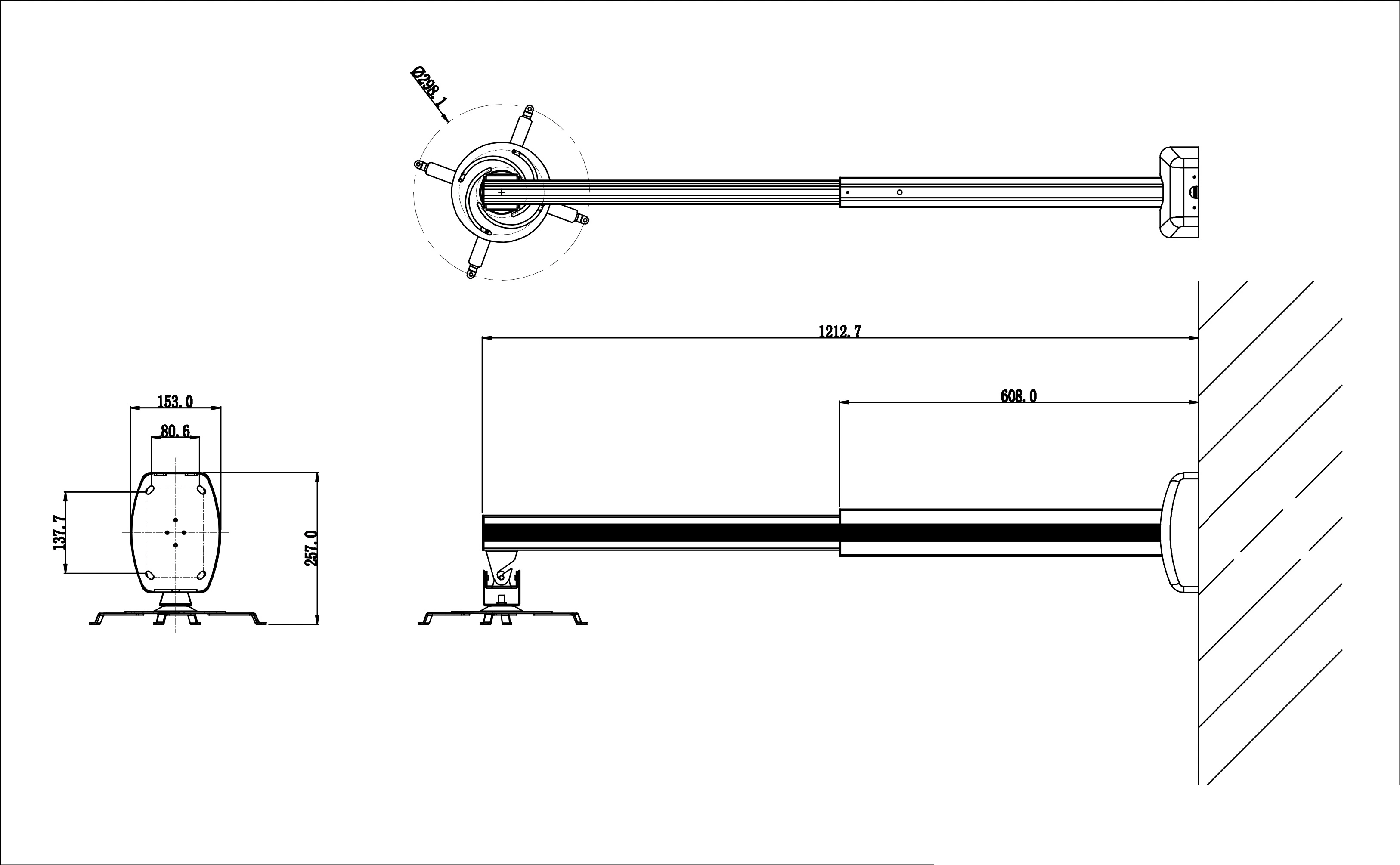 Montaje en pared para proyector de brazo largo