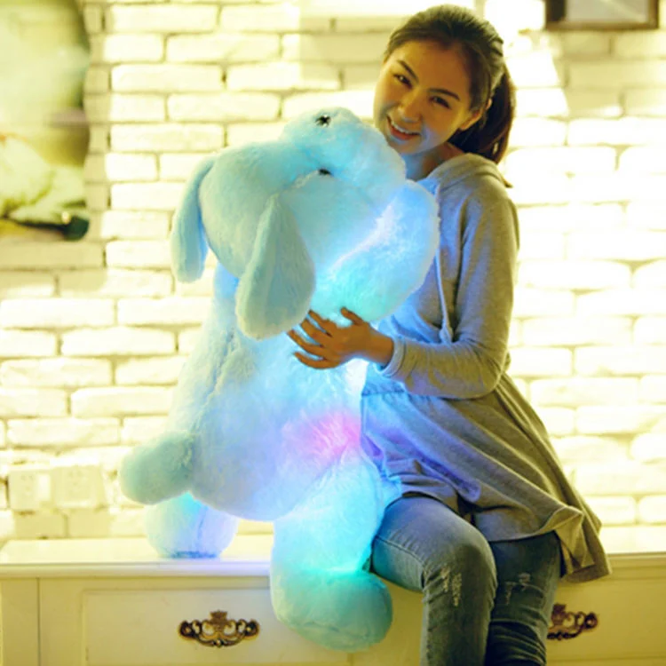 Coloridos perros brillantes luminosos rellenos animales Plush Baby Soft Toys LED ilumina Perros Plush para niños Juguetes
