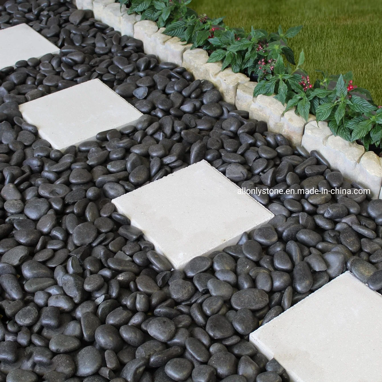 Polished/Wahsed Surface Landscaping Black Pebbles Deisgn for Garden Bed and Warkway