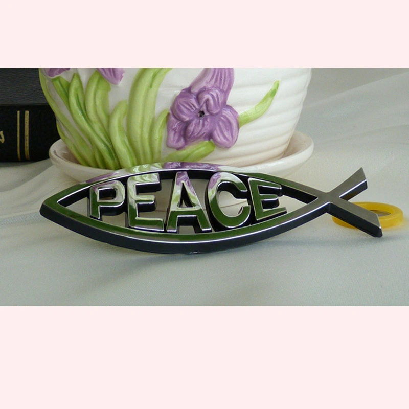 Golden Silver Luster Peace Fish Shaped Car Sticker Auto Sticker for Gc-Xr-Ca015