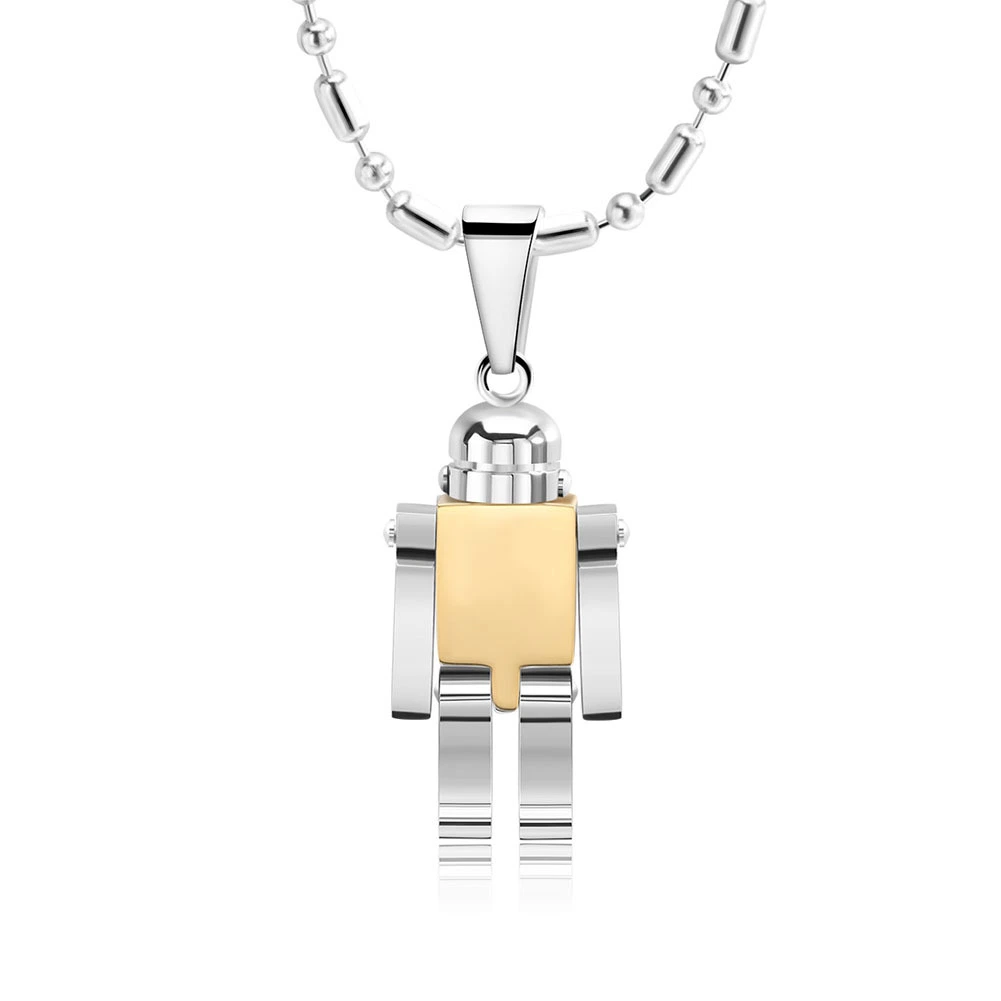 Mens Fashion Jewelry Stainless Steel Robot Necklace Pendant