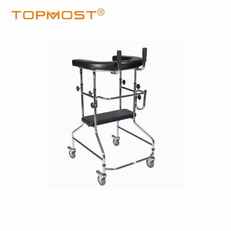 Chrome Steel Walker Frame with Seat with Handle and Armrest Padded