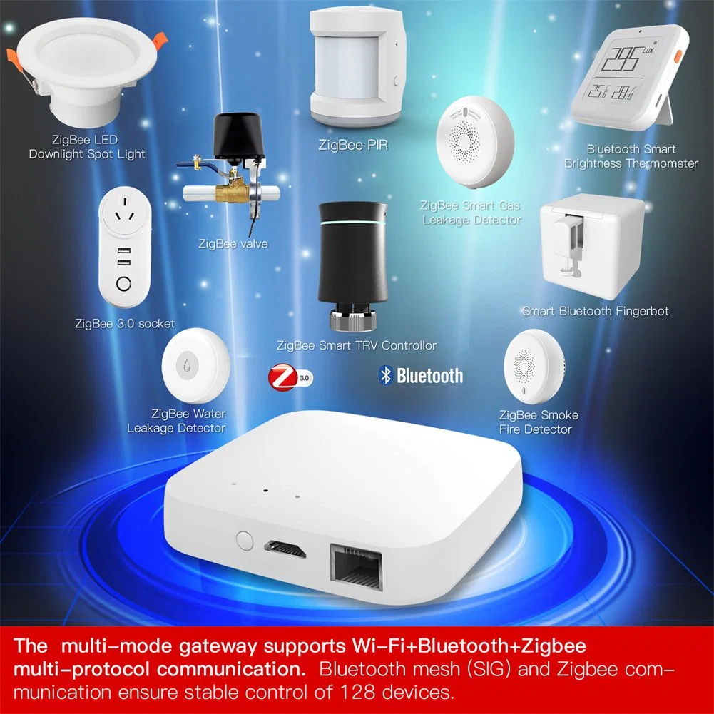 Zigbee 3.0 Bluetooth 5.0 Mesh WiFi 2.4GHz Tuya Gateway Max Connect 128 Zigbee Smart Devices, 200 BLE Mesh Devices, Moes Alexa