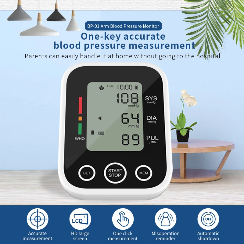 Manguito Monitor de presión arterial BP automático inteligente Idioma indicador Alar Es adecuado para el tratamiento médico en el hogar de la sangre de personas de mediana edad Medidor de presión