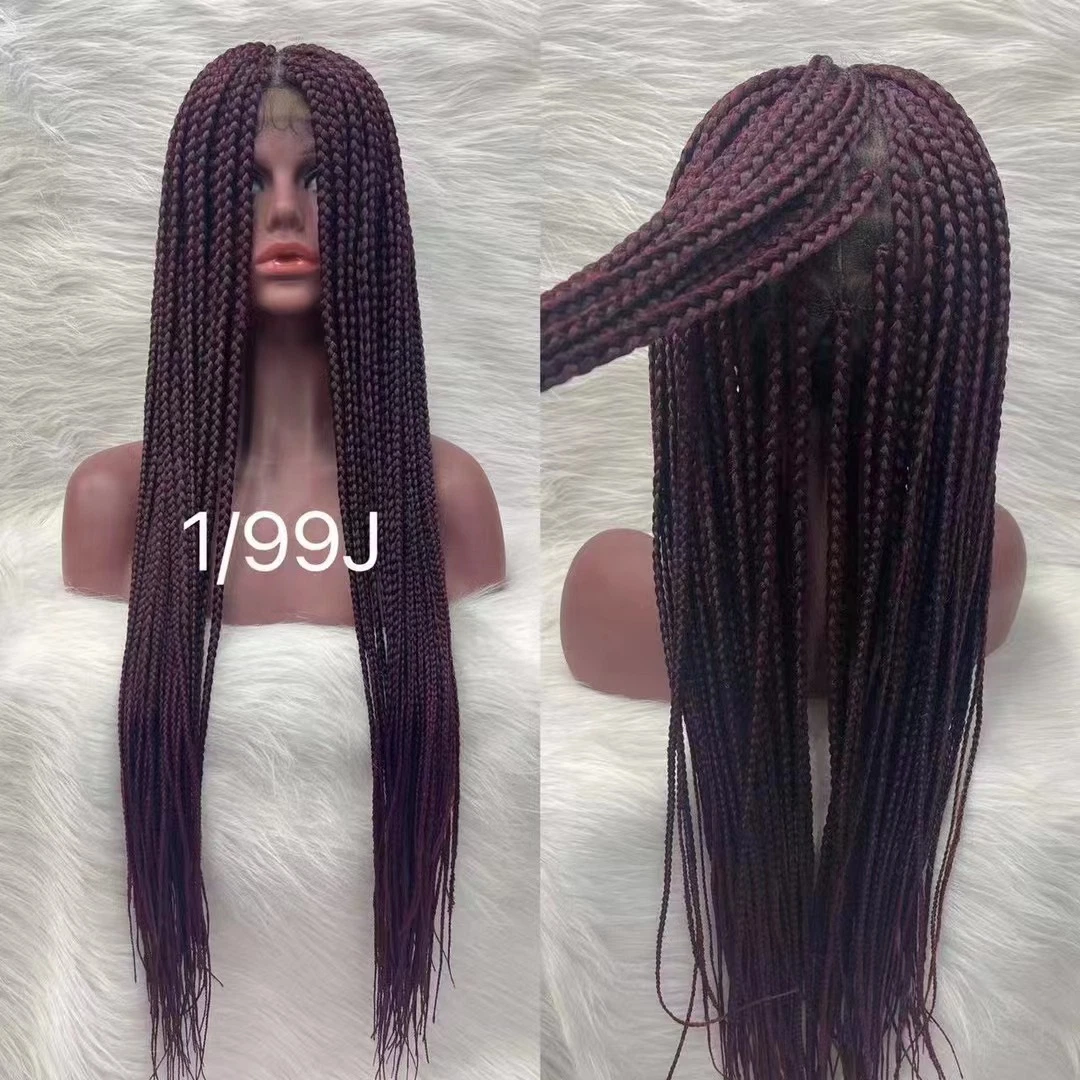 Wholesale/Supplier Transparent Swiss Synthetic Glueless Braided Wigs Full Lace with Baby Hair