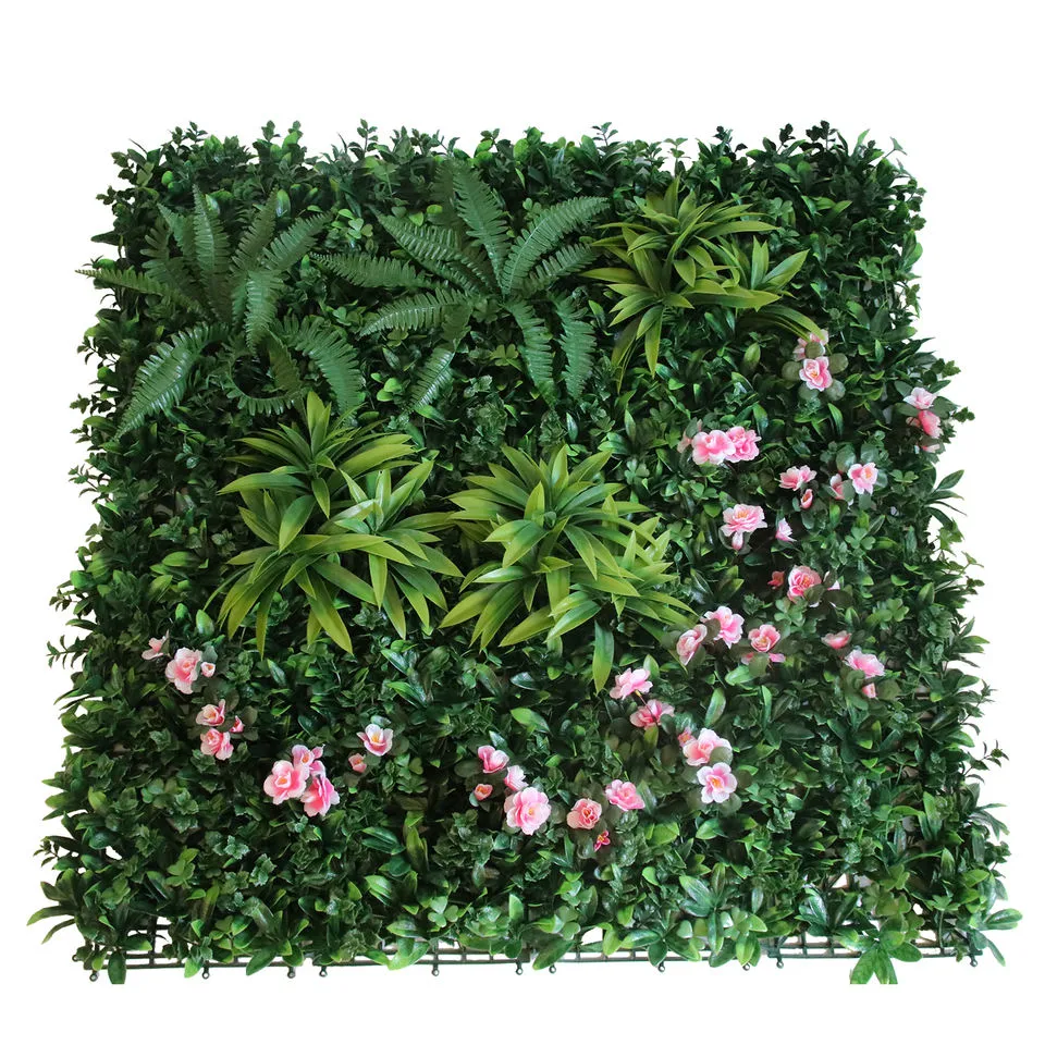 UV Production Faux Panels Green Grass Artificial Boxwood Hedge Wall for Outdoor Garden Decor