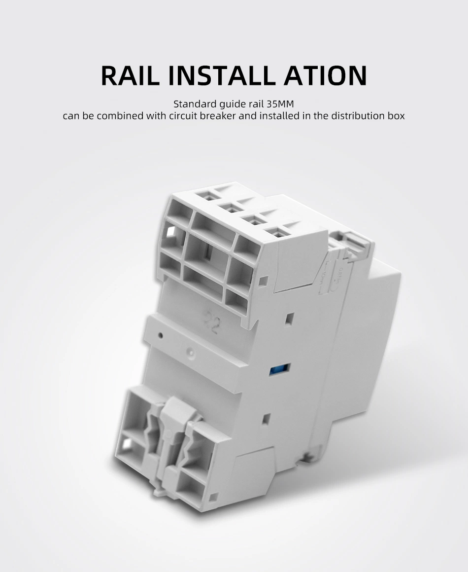 25A DIN Rail Household AC Contactor Manual Control Single Phase Electrical 2p 3p 4 Pole Manually-Operated