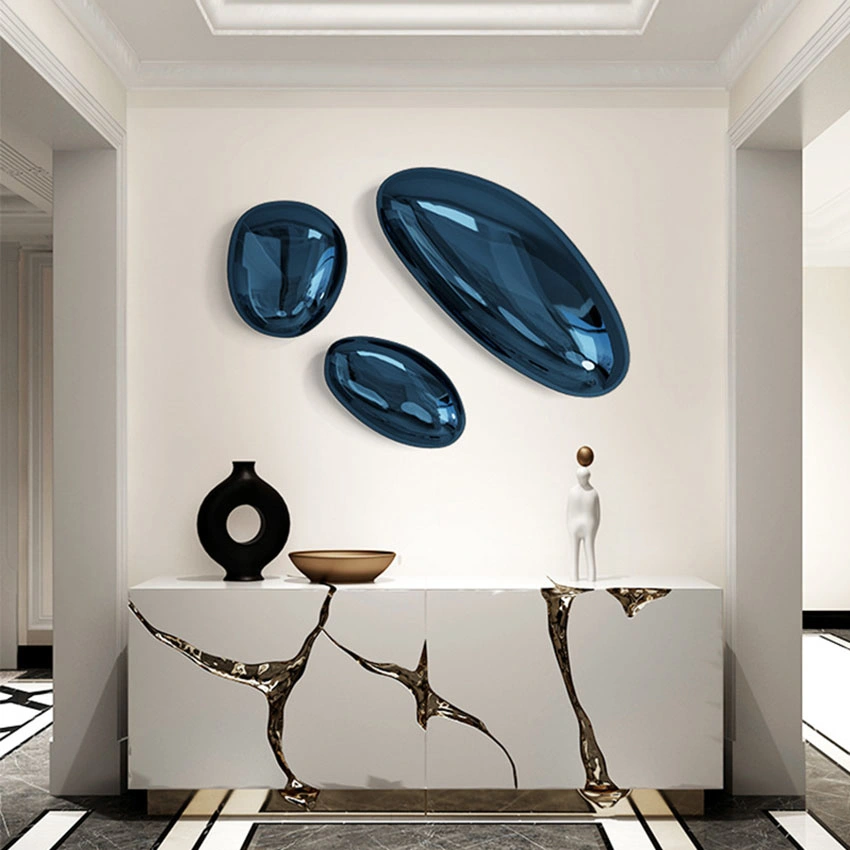 Interior Design Modern Decoration High Glosy Stainless Steel Stone Wall Sculpture Decor