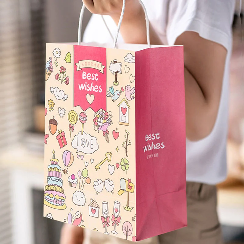 Custom Packaging Brown Craft Kraft Paper Bags with Cartoon Cute