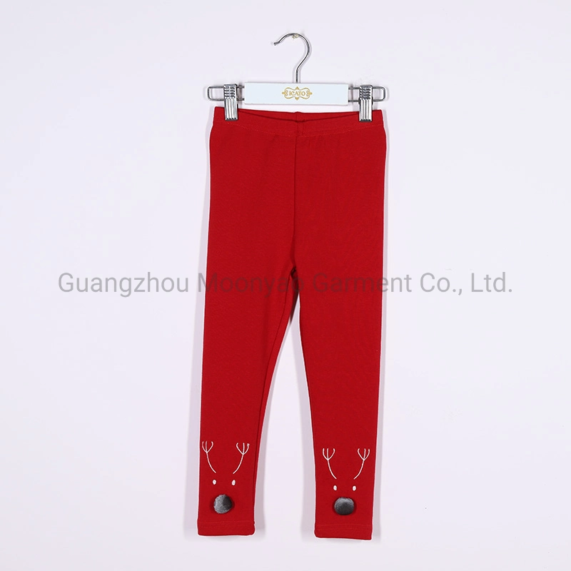 Christmas Rudolph Deer Embroidery Winter Baby Kids Girls Leggings Wholesale/Supplier