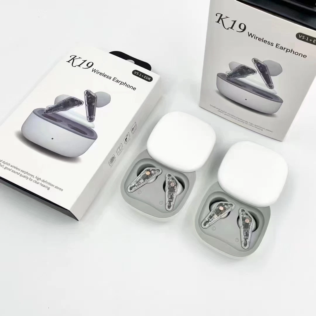 White Tws Earbuds Bt 5.1 True Wireless Headphones K19 Touch Control Sport Headset Stereo Earphone