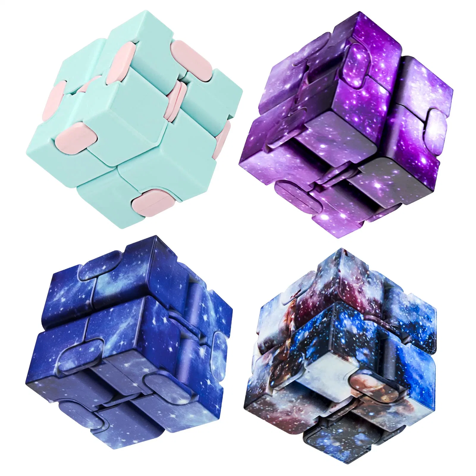 Infinity Cube Fidget Toy Stress Anxiety Relief Mini Hand Held Galaxy Space Fidget Cube Toy for Adults and Kids with Add Adhd Killing Time Starry Color Infinity