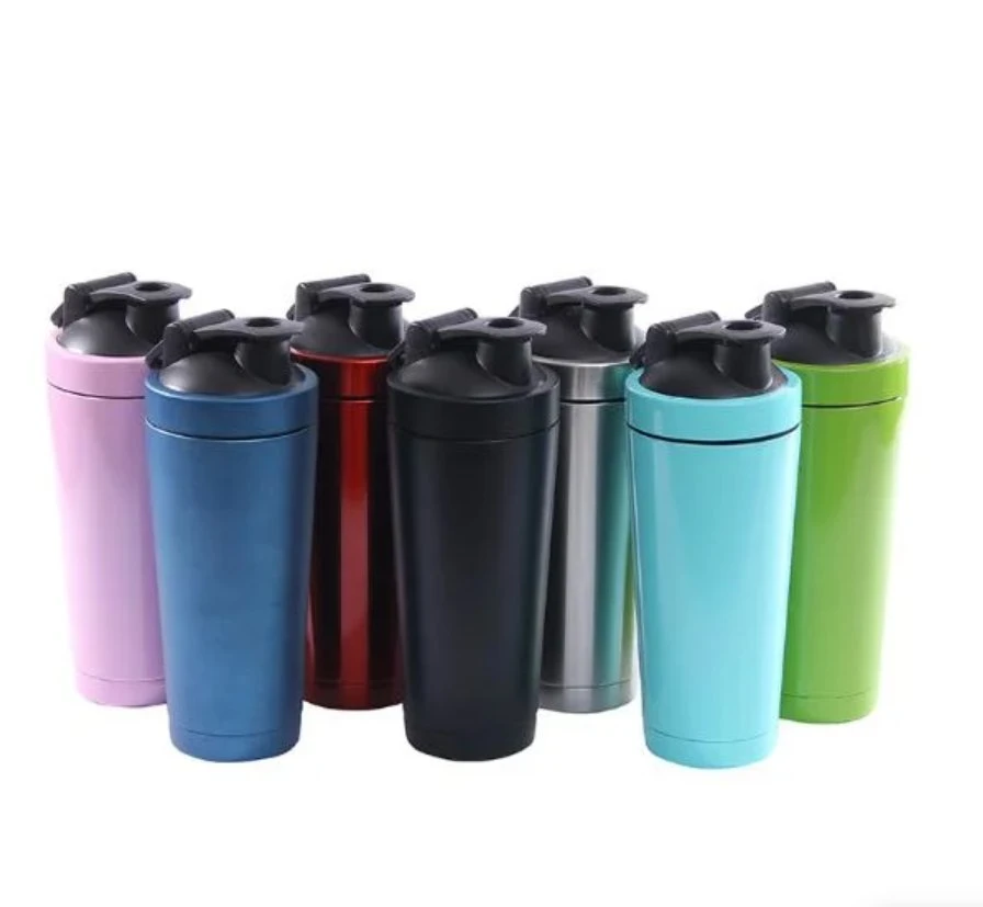 Custom High quality/High cost performance  170z 25oz Reusable Metal Sport Water Bottles Classic Gym Stainless Steel Blender Protein Shaker Bottle Black Shake Cup