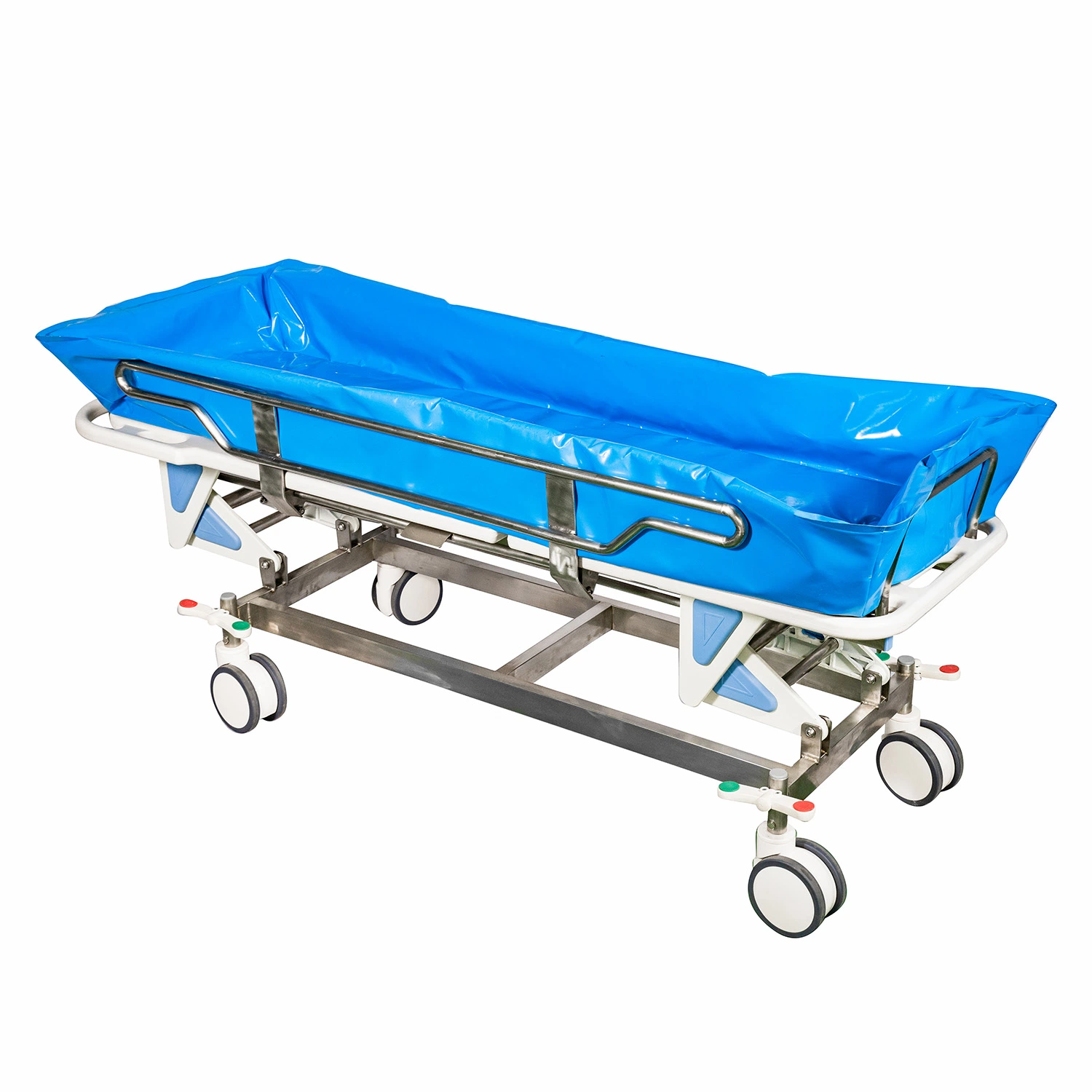 Height Adjustable S. S Shower Trolley for Patients Personal Hygiene