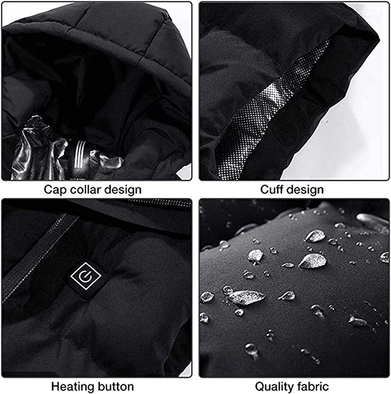 Fashion Electrical Heated Hooded Vest Winter Waterproof USB Sleeveless Heated Jackets